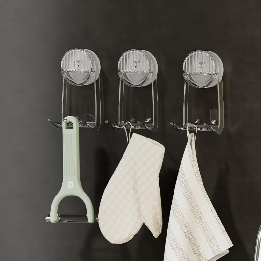 3 pack Vacuum Suction Cup Hooks Set for Shower Kitchen Storage Glass Window Tile Wheath Heavy Duty Suction cup hooks. Toothbrush Suction Holder Multifunctional Waterproof Removable Reusable Clear